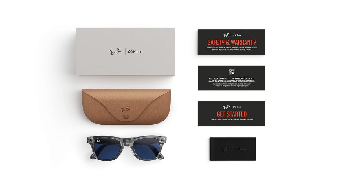 Умные очки Ray-Ban Meta Wayfarer Gen 2 Standard Shiny Transparent Grey / Clear to Sapphire Transitions